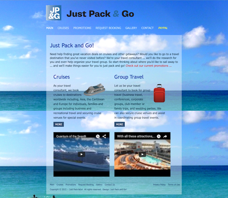 Old Just Pack and Go Website