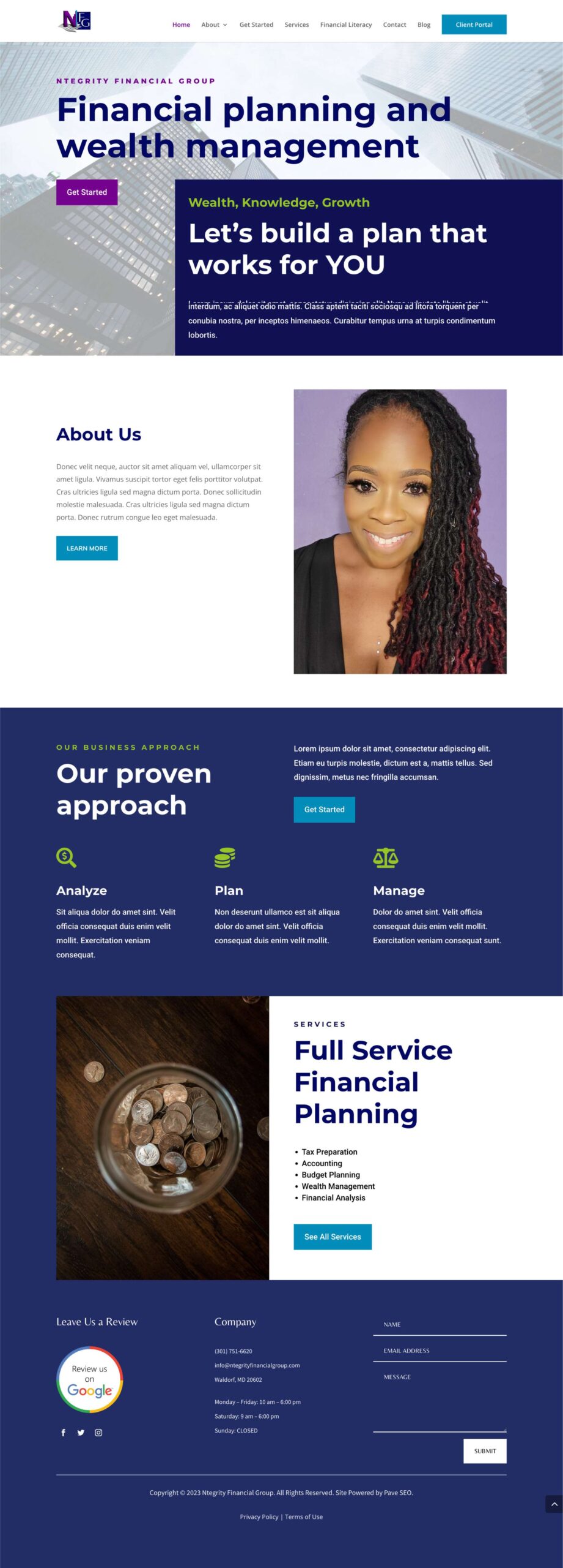 website design for Ntegrity Financial Group